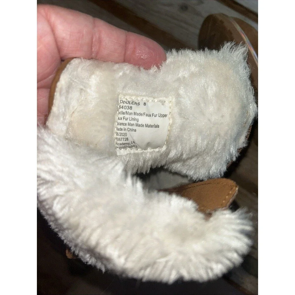 Megellan Toddler Brown Faux Suede and Fur Boots Sparkle Size 8
